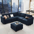 Modular Velvet Sectional Sofa with Storage – Adjustable L-Shaped Convertible Couch for Living Room (Blue)