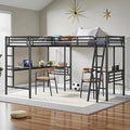 Twin L-Shaped Loft Bed with 2 Desks – Heavy-Duty Metal Corner Bunk Bed with Ladders & Safety Guardrails