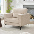 Oversized Chenille Accent Chair with Metal Legs – Extra Large Comfy Armchair for Reading, Living Room & Bedroom (Brown)