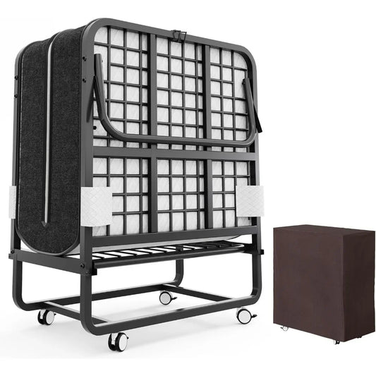 Portable Folding Bed with 5-Inch Memory Foam Mattress – Twin Size Rollaway Guest Bed