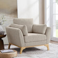 Oversized Boucle Accent Chair with Thick Cushion – Cozy Single Sofa for Reading & Living Room (Camel)