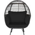 Oversized 2-Person Wicker Egg Chair – Indoor/Outdoor Lounge Hammock Chair with Cushions, PE Rattan Swing Chair with Armrests, 450 lbs Capacity