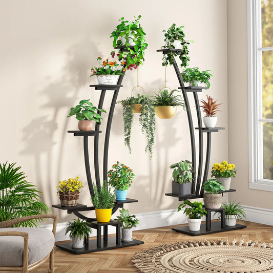 Transform your indoor space with this elegant curved plant stand set. Display up to 16 pots with a stylish design that fits beautifully in corners, hallways, and balconies.