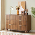 Walnut 6-Drawer Fluted Dresser – Mid-Century Modern Storage Chest for Bedroom, Closet, or TV Stand