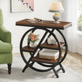 Rustic Narrow Side Table with Storage – Industrial Wood and Metal End Table with Geometric Frame for Living Room or Bedroom