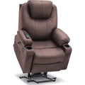 Power Lift Recliner Chair with Heat & Massage – Faux Leather Sofa for Elderly with USB Ports & Cup Holders