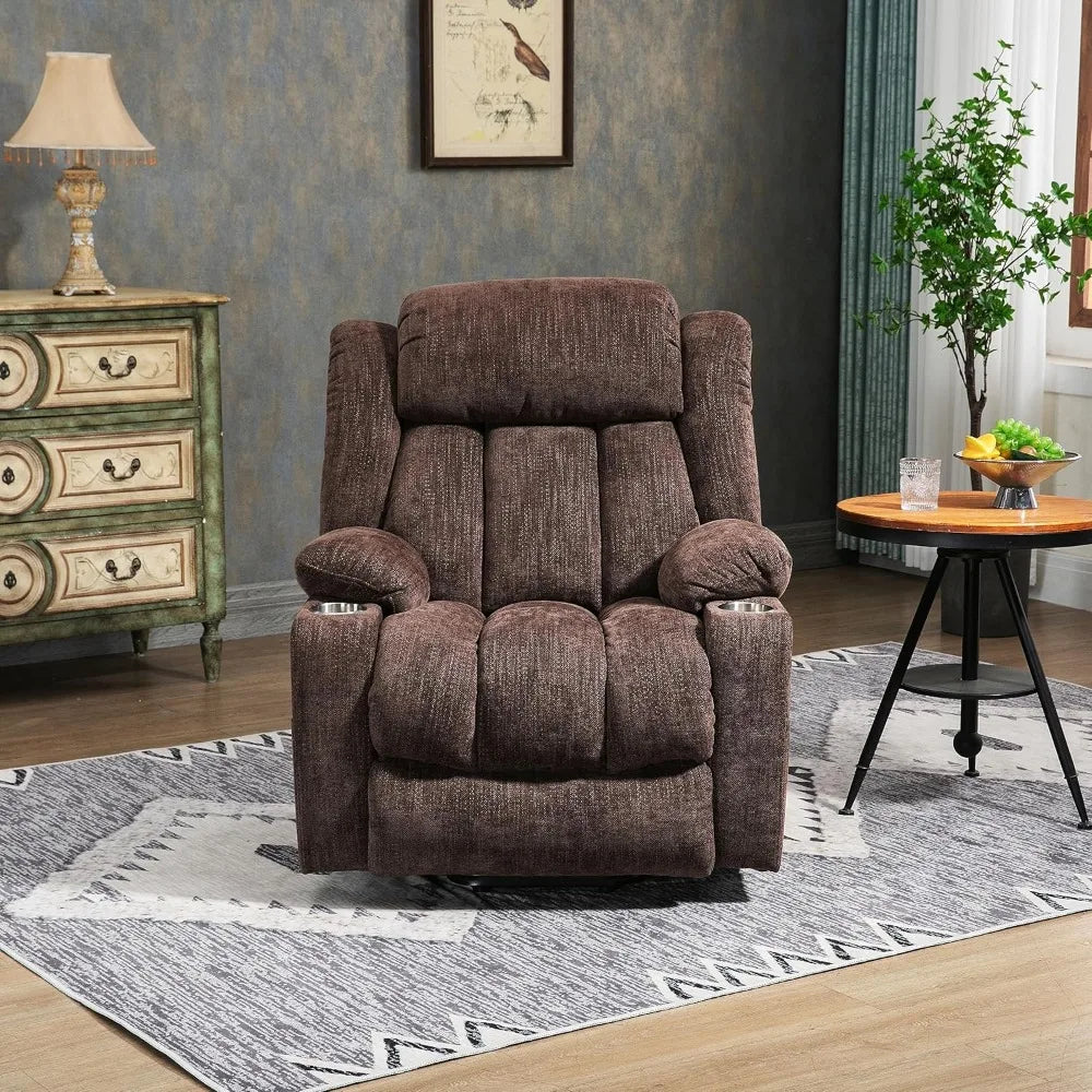 Power Lift Recliner Chair with Full-Body Massage & Heat – Electric Chenille Recliner with USB, Type-C, Cup Holders & Remote, 350 lb Capacity