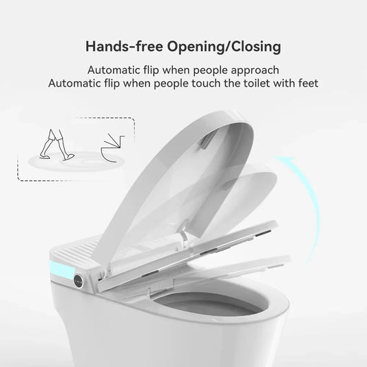 Smart Bidet Toilet with Built-In Bidet, Smart Toilet Seat Bidet Heated Bidet Toilet Seat Auto Flush & Soft-Close Lid, 1.32 GPF