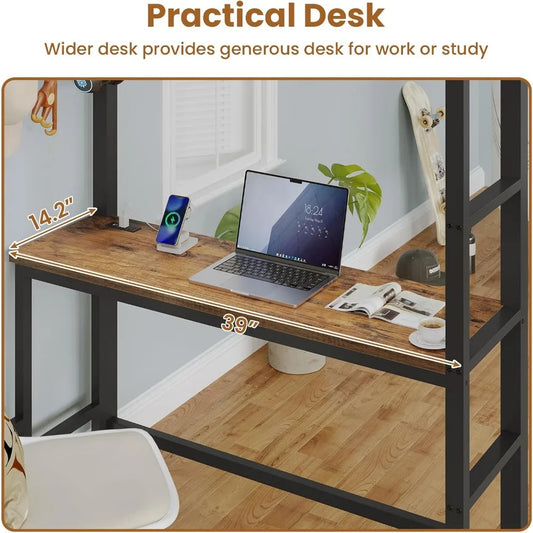 Ultimate Twin Loft Bed with Desk, LED Lights & 8-Drawer Dresser – Smart Storage & Study Combo