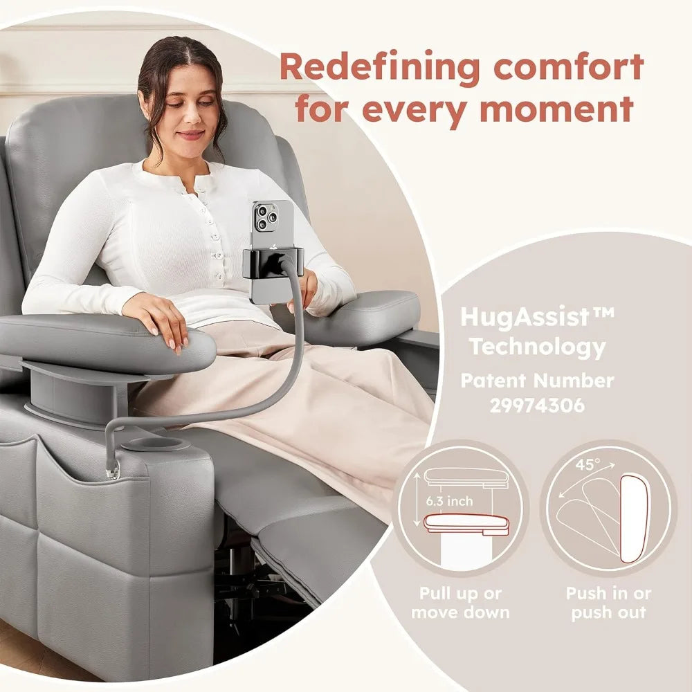 Oversized Power Recliner Chair – Swivel Rocker with Adjustable Armrests & Back, Faux Leather Recliner for Living Room