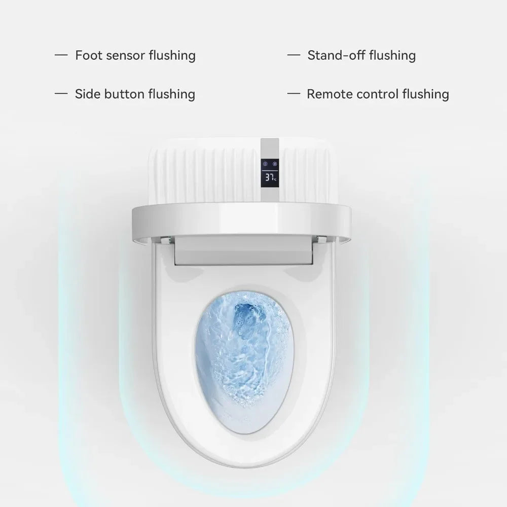Smart Bidet Toilet with Built-In Bidet, Smart Toilet Seat Bidet Heated Bidet Toilet Seat Auto Flush & Soft-Close Lid, 1.32 GPF