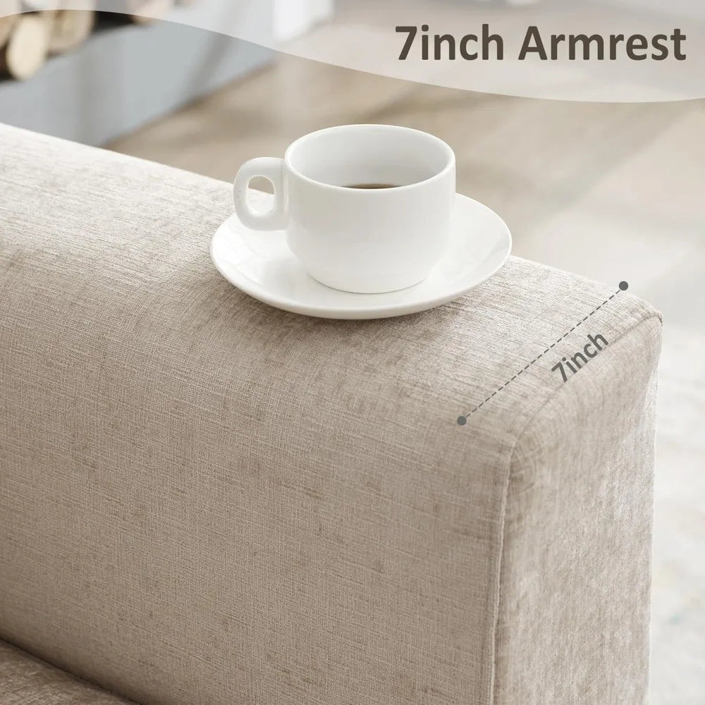 Oversized Chenille Accent Chair with Metal Legs – Extra Large Comfy Armchair for Reading, Living Room & Bedroom (Brown)