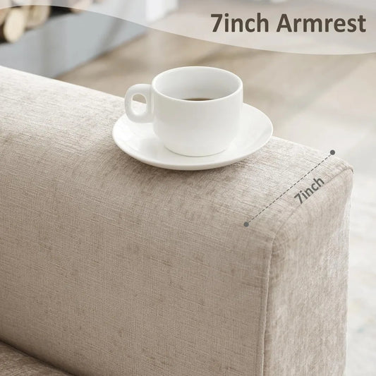 Oversized Chenille Accent Chair with Metal Legs – Extra Large Comfy Armchair for Reading, Living Room & Bedroom (Brown)