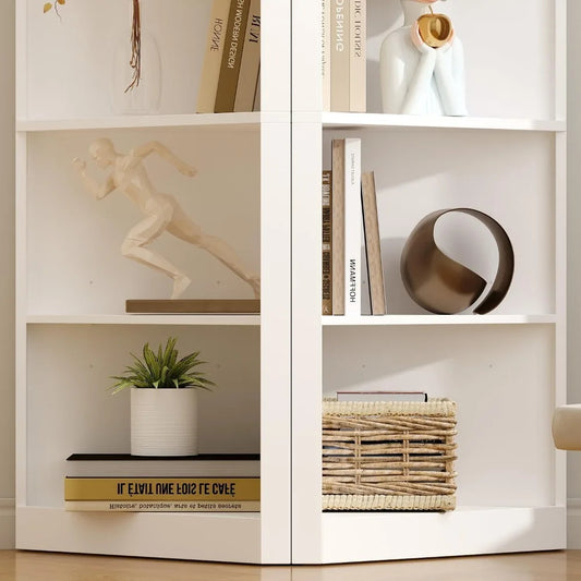 Set of 2 Tall 6-Tier Corner Bookshelves – Space-Saving Modern Display Shelves with Wall Mount & Triangular Design