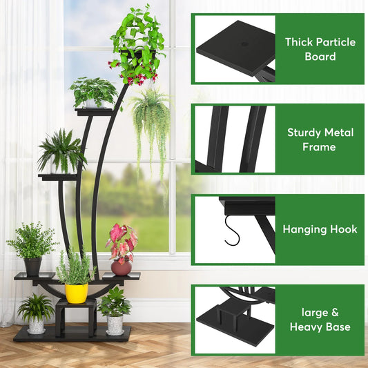 Transform your indoor space with this elegant curved plant stand set. Display up to 16 pots with a stylish design that fits beautifully in corners, hallways, and balconies.