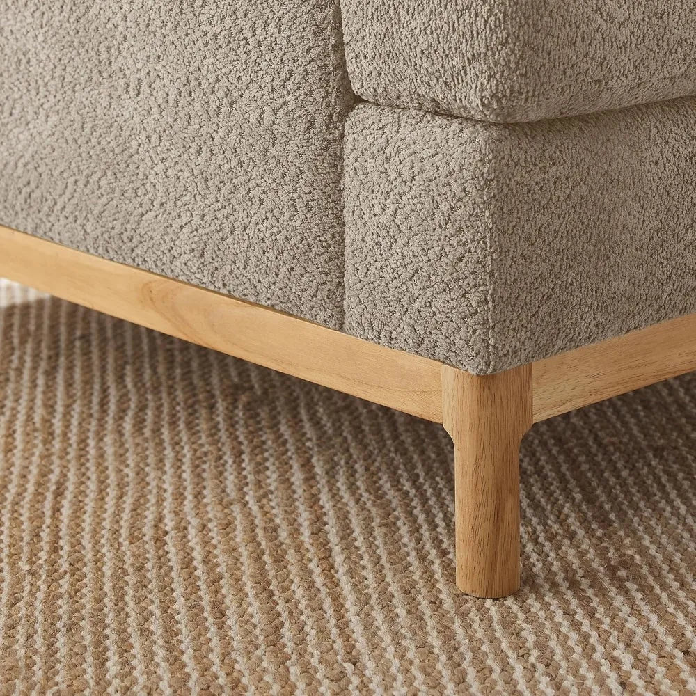 Oversized Mid-Century Accent Chair – Boucle Upholstered Armchair for Living Room or Bedroom (Camel)