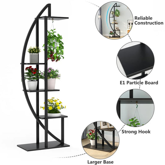 This unique set of curved plant stands adds charm and vertical storage to any space. Perfect for plants, décor, books, or balcony gardens.
