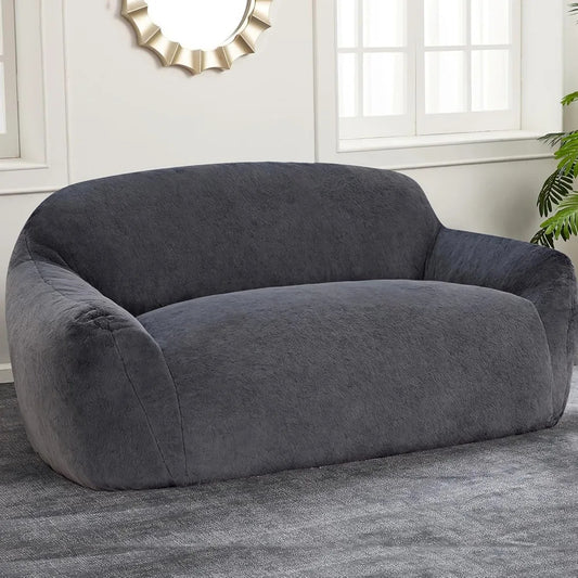 Oversized Faux Fur Bean Bag Sofa Chair with Armrests – Memory Foam Lounger for Adults