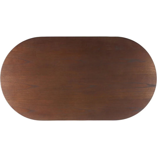 Walnut Oval Solid Wood Coffee Table – 56" Mid-Century Modern Oblong Table for Living Room