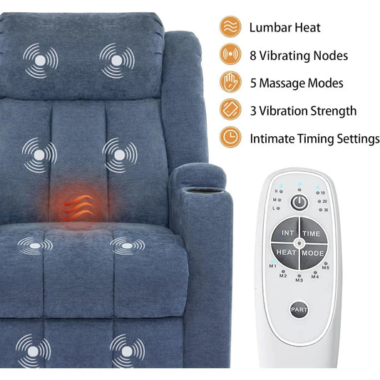 Power Lift Recliner Chair with Massage & Heat – Electric Reclining Sofa for Seniors with USB & Cup Holders
