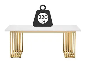 70.9" Modern Executive Office Desk – Grey Workstation with Gold Metal Legs & Spacious Desktop