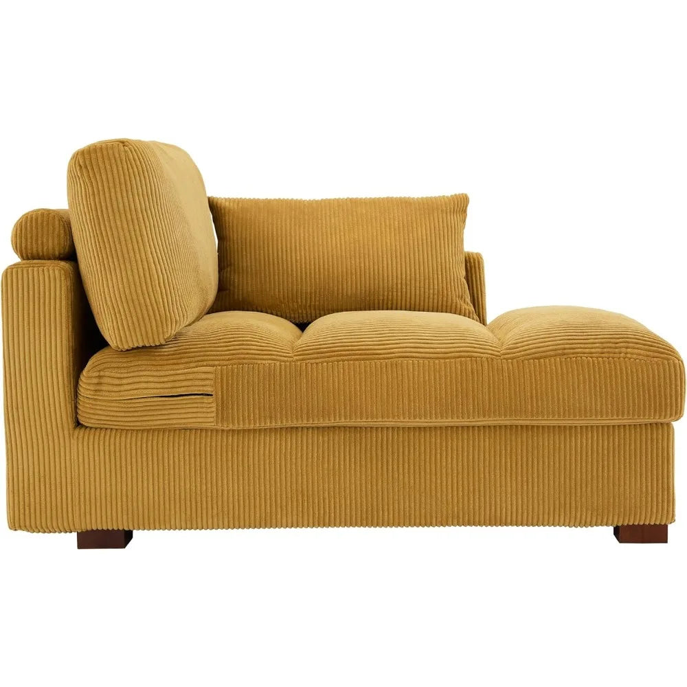Oversized Corduroy Chaise Lounge Chair with Left Armrest – Upholstered Recliner Seat with Cushion, Wide Sleeper Sofa for Living Room