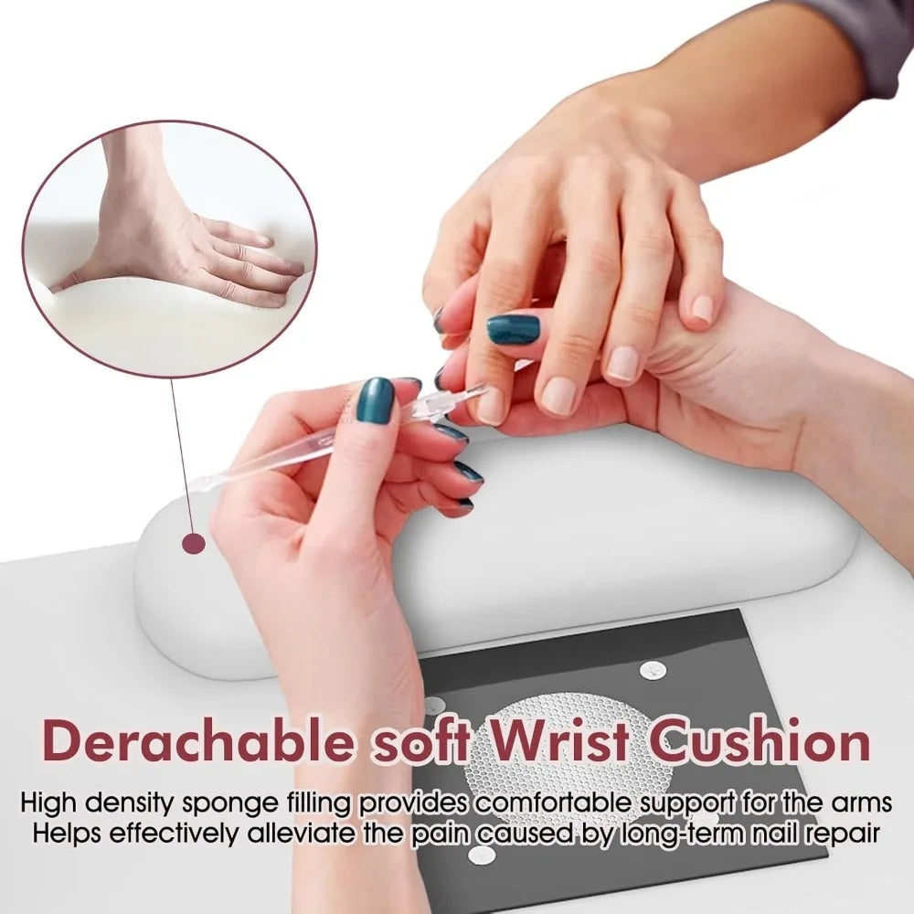 Professional Nail Technician Table with Dust Collector, USB Charging & Storage – White Manicure Station