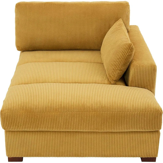 Oversized Corduroy Chaise Lounge Chair with Left Armrest – Upholstered Recliner Seat with Cushion, Wide Sleeper Sofa for Living Room