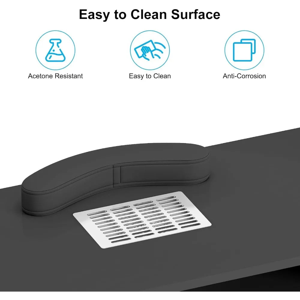 Professional Manicure Table with Dust Collector – Large Nail Station with Drawers & Side Cabinet