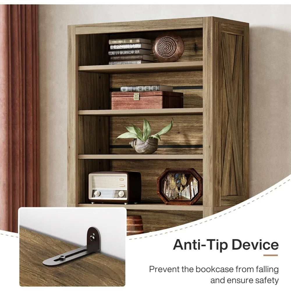 Set of 2 – 70.6" Tall 8-Tier Bookshelves, Large Adjustable Wood Bookcases with Rustic Display Shelves, Farmhouse Style Storage for Home or Office