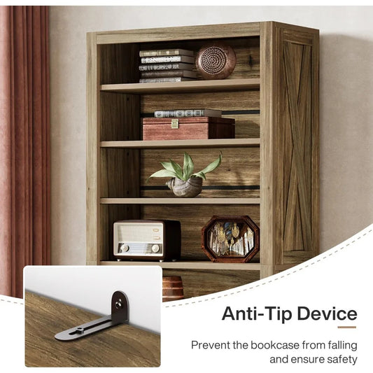 Set of 2 – 70.6" Tall 8-Tier Bookshelves, Large Adjustable Wood Bookcases with Rustic Display Shelves, Farmhouse Style Storage for Home or Office