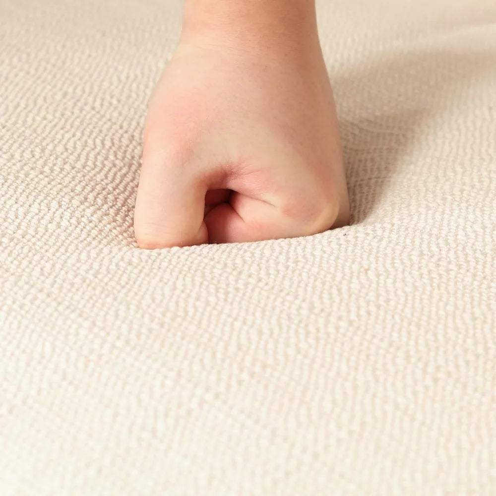 Set of 4 Modern Upholstered Dining Chairs with Arms – Beige Fabric, Metal C-Shape Legs, Mid-Century Accent Style