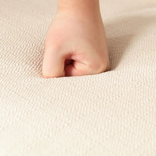 Set of 4 Modern Upholstered Dining Chairs with Arms – Beige Fabric, Metal C-Shape Legs, Mid-Century Accent Style