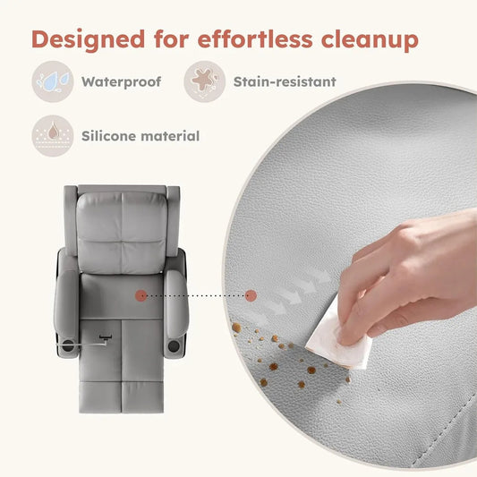 Oversized Power Recliner Chair – Swivel Rocker with Adjustable Armrests & Back, Faux Leather Recliner for Living Room