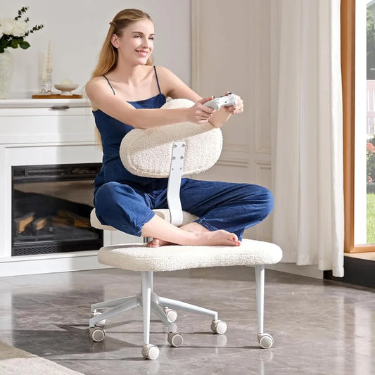 Ergonomic Cross-Legged Meditation Office Chair – Adjustable Height, Wide Seat, 360° Swivel Footrest & Wheels