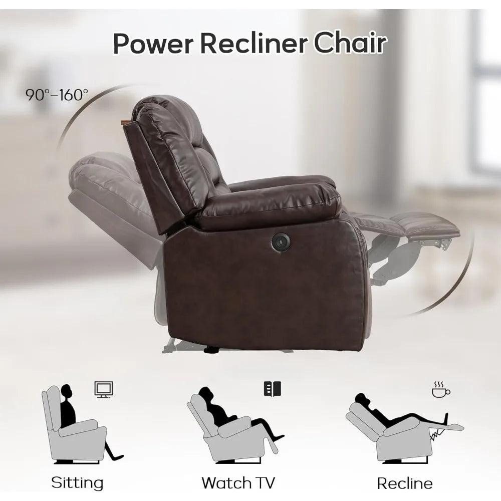 Electric Faux Leather Loveseat Recliner – Dual Power Reclining Sofa with Cup Holders & Overstuffed Armrests