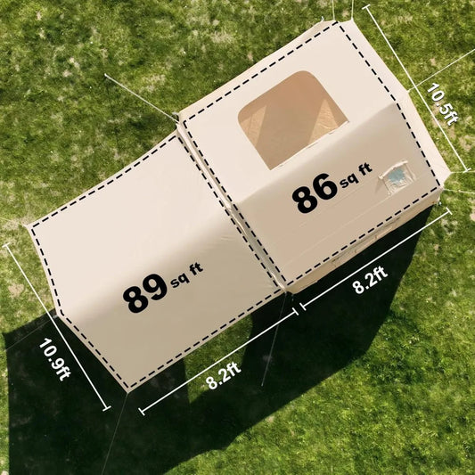 Inflatable Hot Tent for 6–8 People – Easy Setup Waterproof Camping Tent with Hand Pump, Stove Jack & Oversized Canopy