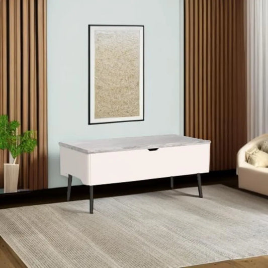 3-in-1 Lift Top Extendable Coffee Table – Hidden Storage, Dining + Workstation in One, Modern White & Grey Center Table