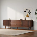 Mid-Century Modern TV Stand – 70" Walnut Entertainment Console with Storage & Drawers