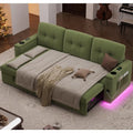 87" Velvet L-Shaped Sleeper Sectional Sofa Bed with Storage, LED Lights & USB Ports – Pull-Out Couch for Modern Living Rooms
