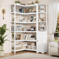 72" Tall White Corner Bookshelf – 6-Tier Space-Saving Display Shelf (Set of 2)