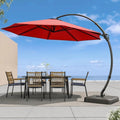 11 FT Cantilever Patio Umbrella with Base – 360° Rotating Offset Umbrella, Heavy-Duty UV & Water-Resistant Fabric, Red