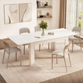 Extendable Dining Table for 6–8 People – 55" to 86" Ashwood White Kitchen Table with L-Shaped Legs, Space-Saving Design