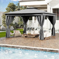10x13 FT Outdoor Patio Gazebo with Curtains & Netting – Heavy Duty Double Roof Canopy for Backyard, Deck, or Garden