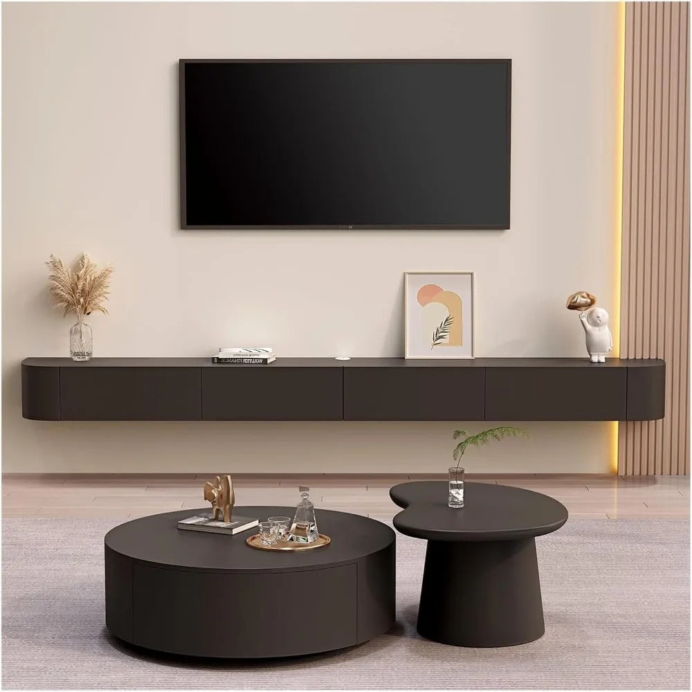Floating Wall-Mounted TV Stand – Solid Wood Media Console with Door | Modern Space-Saving Design