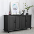 62" Coffee Bar Cabinet with Storage – Modern Black Sideboard Buffet for Kitchen, Dining & Living Room