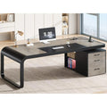 70.9” Executive Office Desk with Drawers & Charging Station – Large Computer Desk with File Cabinet & Removable Shelves