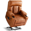 Dual Motor Power Lift Recliner Chair – Heated Massage, Infinite Position, Leather with Extended Footrest