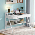 47" Computer Desk with Monitor Riser, Drawers & Shelf – Modern Study Table with Storage