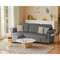 L-Shaped Sleeper Sofa with Pull-Out Bed & Storage Chaise – Space-Saving Linen Couch for Small Living Rooms